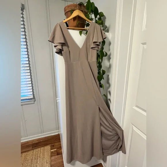 Birdy Grey Hannah Bridesmaid Dress In Taupe Crepe - Picture 3 of 5